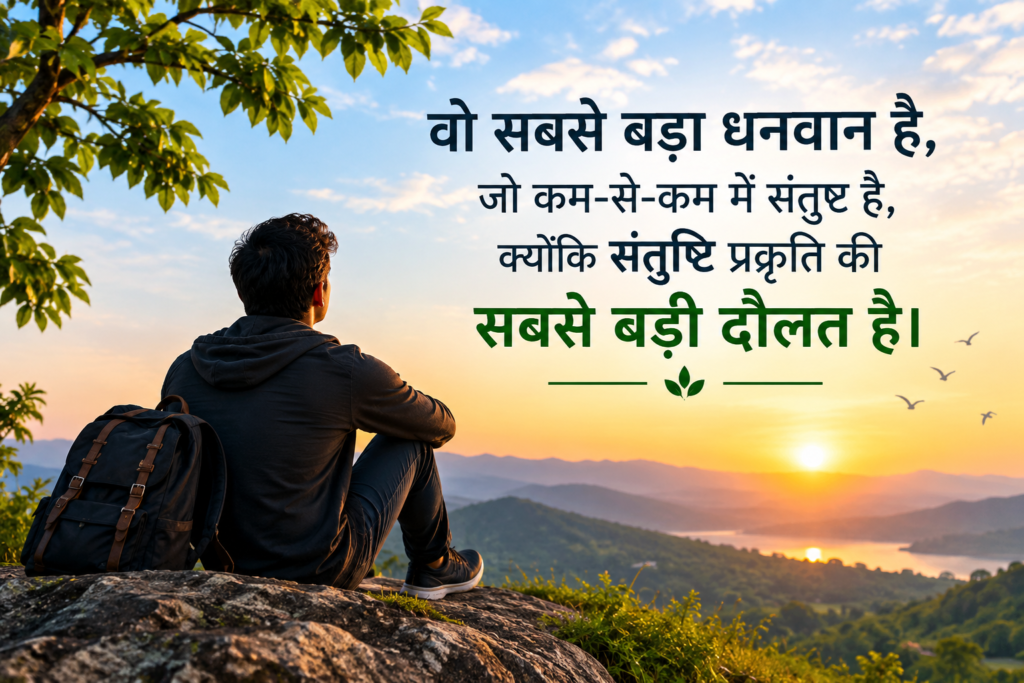 वो सबसे बड़ा धनवान है, जो कम-से-कम में संतुष्ट है, क्योंकि संतुष्टि प्रकृति की सबसे बड़ी दौलत है कम में संतुष्ट रहने और जीवन में सच्ची खुशी पाने का प्रेरणादायक दृश्य